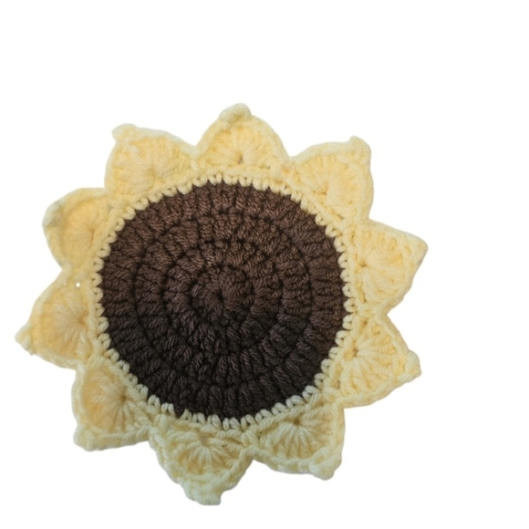 Hand Crafted Crochet Coaster Set Sunflower Cup Mat - Picture 16 of 17